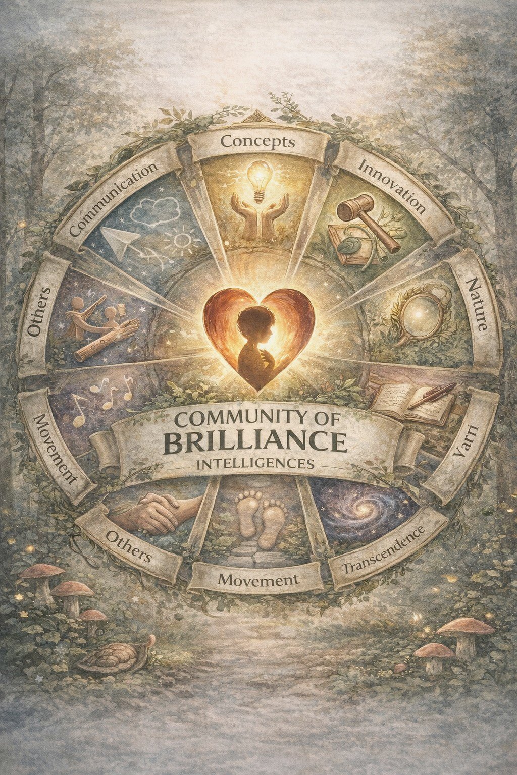 The Community of Brilliance intelligences shown as an illuminated wheel